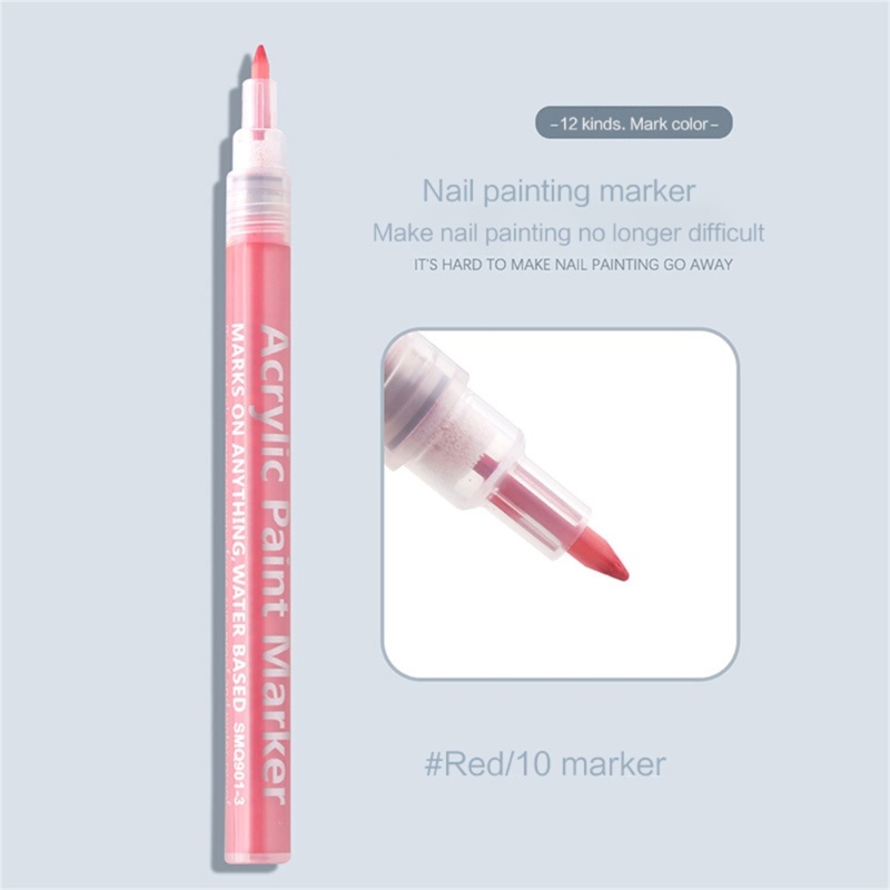 Set 12 Bút Vẽ Móng Nghệ Thuật Nhanh Khô Màu Sắc Quyến Rũ Dành Cho Salon Làm Đẹp