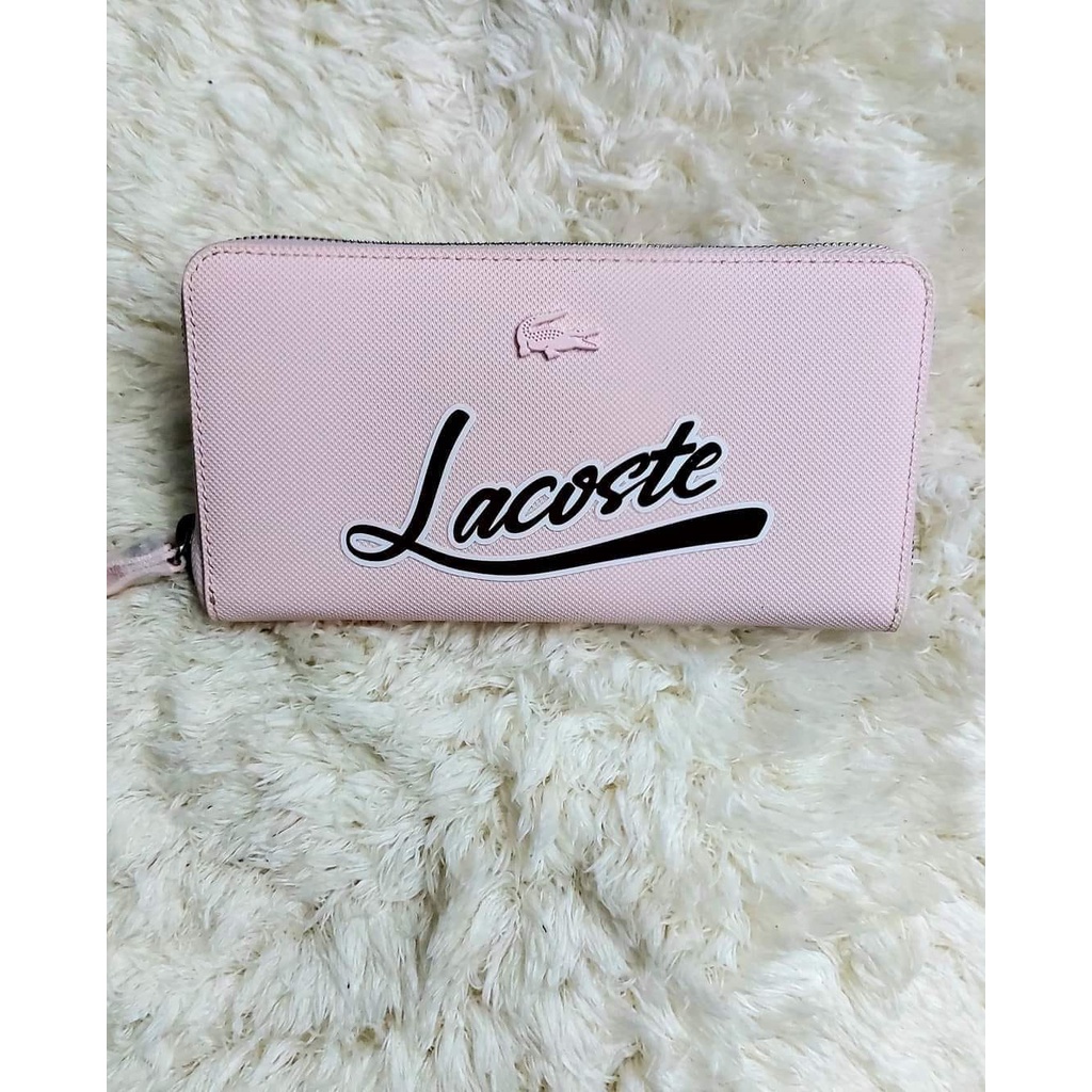 Ví Cầm Tay Da Xước Lacoste Màu Hồng