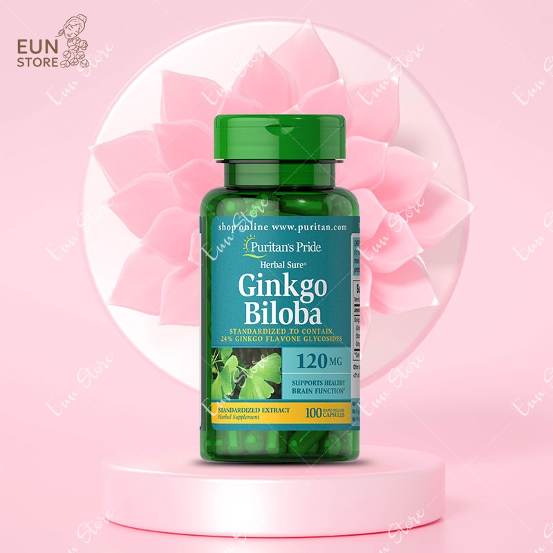 Viên uống bổ não Puritan’s Pride Ginkgo Biloba Standardized Extract 120mg (4544 – Hộp 100 viên)
