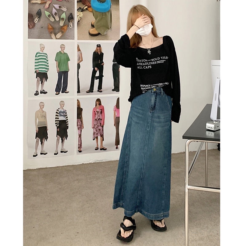Chân Váy Jean Midi Dáng Suông Dài Taobao Order Kèm Ảnh Thật