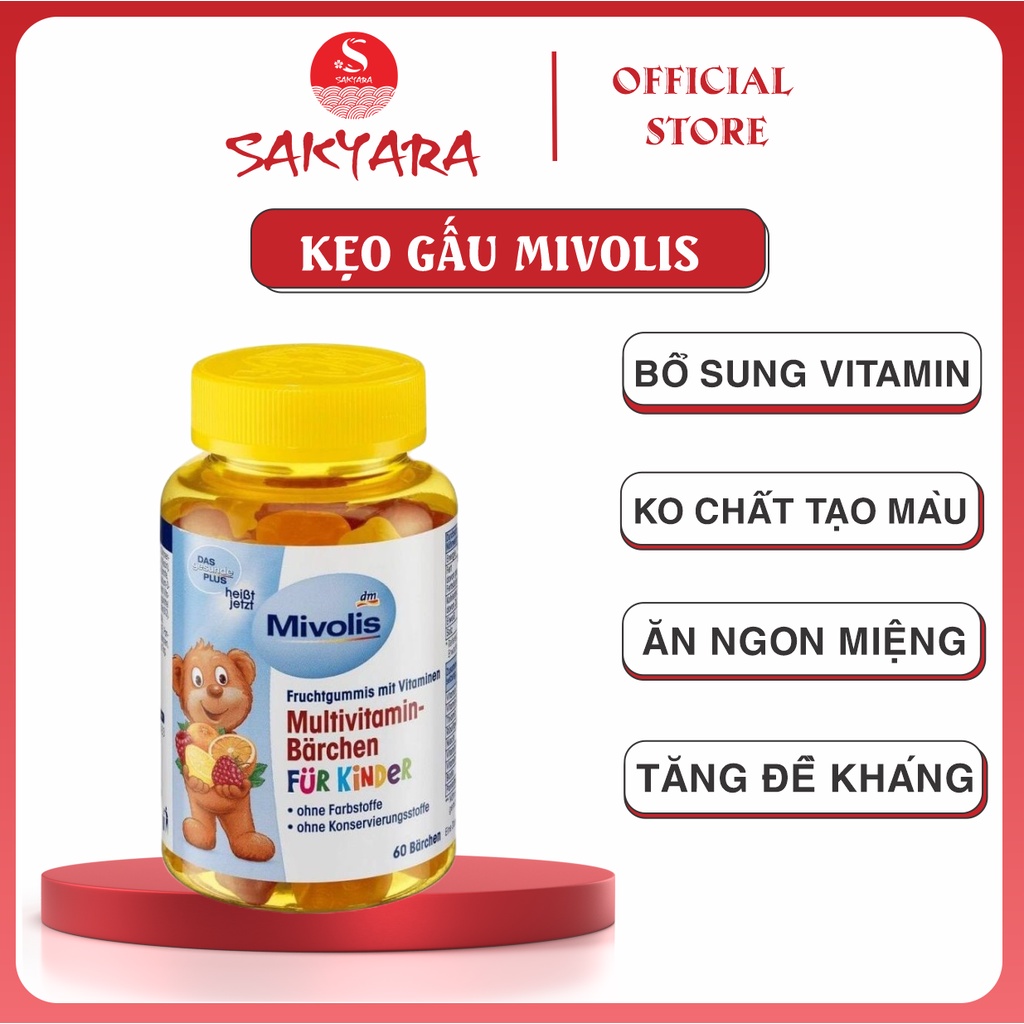 Kẹo gấu vị trái cây bổ sung Vitamin tổng hợp cho trẻ em Mivolis Mutilvitamin Barchen 60v Đức