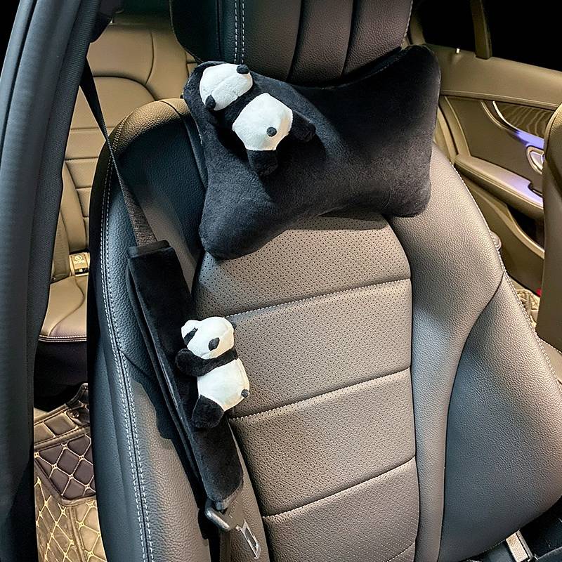 Automotive Headrest Winter Women's Cute Panda Decoration All Products Internet Celebrity Four Seasons Universal Plush Neck Pillow D2aZ