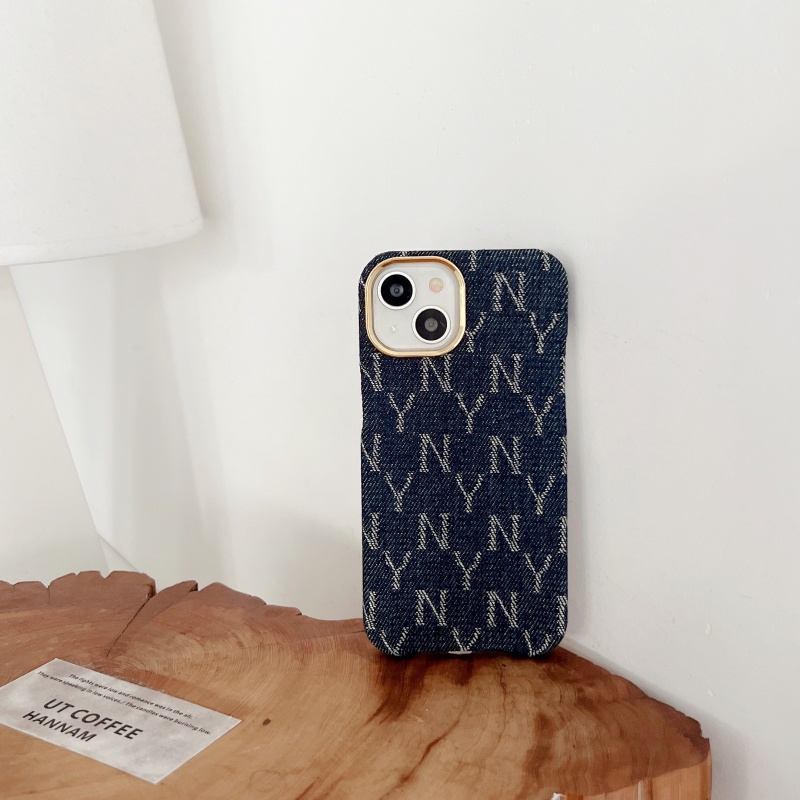 Ốp Điện Thoại Vải Denim Họa Tiết New York Sang Trọng Cho iPhone 14 13 12 Pro Max