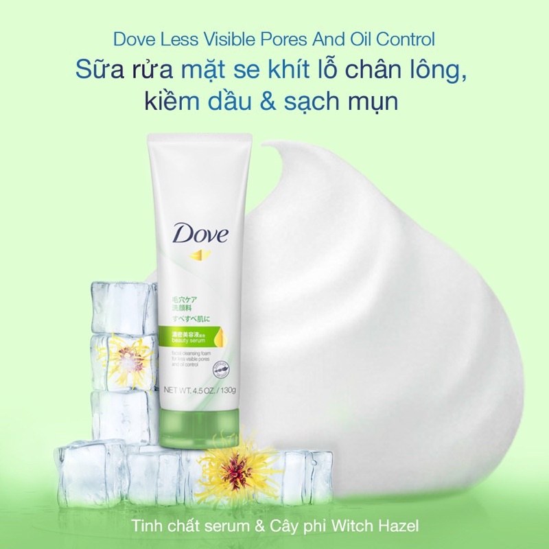 Sữa Rửa Mặt Dove Da Dầu Tạo Bọt 40% Serum 130g