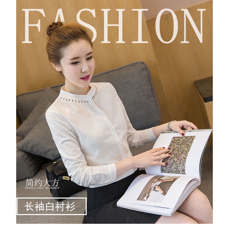 Áo Sơ Mi Vải Lanh Cotton Tay Dài Phong Cách Hàn Quốc Thời Trang Mùa Thu Cho Nữ