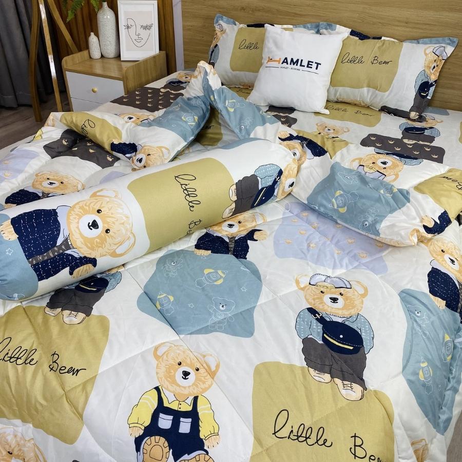 Bộ chăn PHAO HAMLET ga gối m6/m8 Cotton Poly 4 món gồm 2 vỏ gối , 1 drap , 1 chăn trần bông