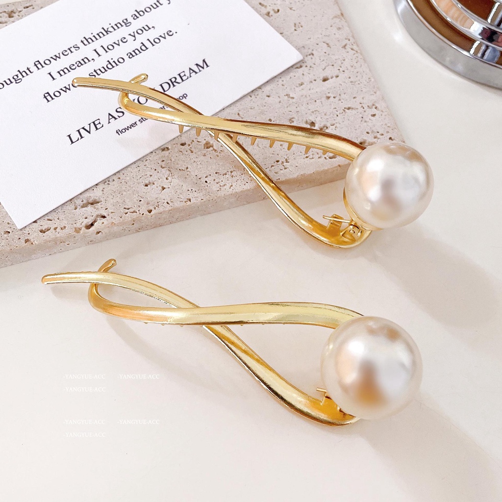 Kẹp Tóc Kim Loại Đính Ngọc Trai Nhân Tạo Hình Chú Ếch Độc Đáo Thẻ