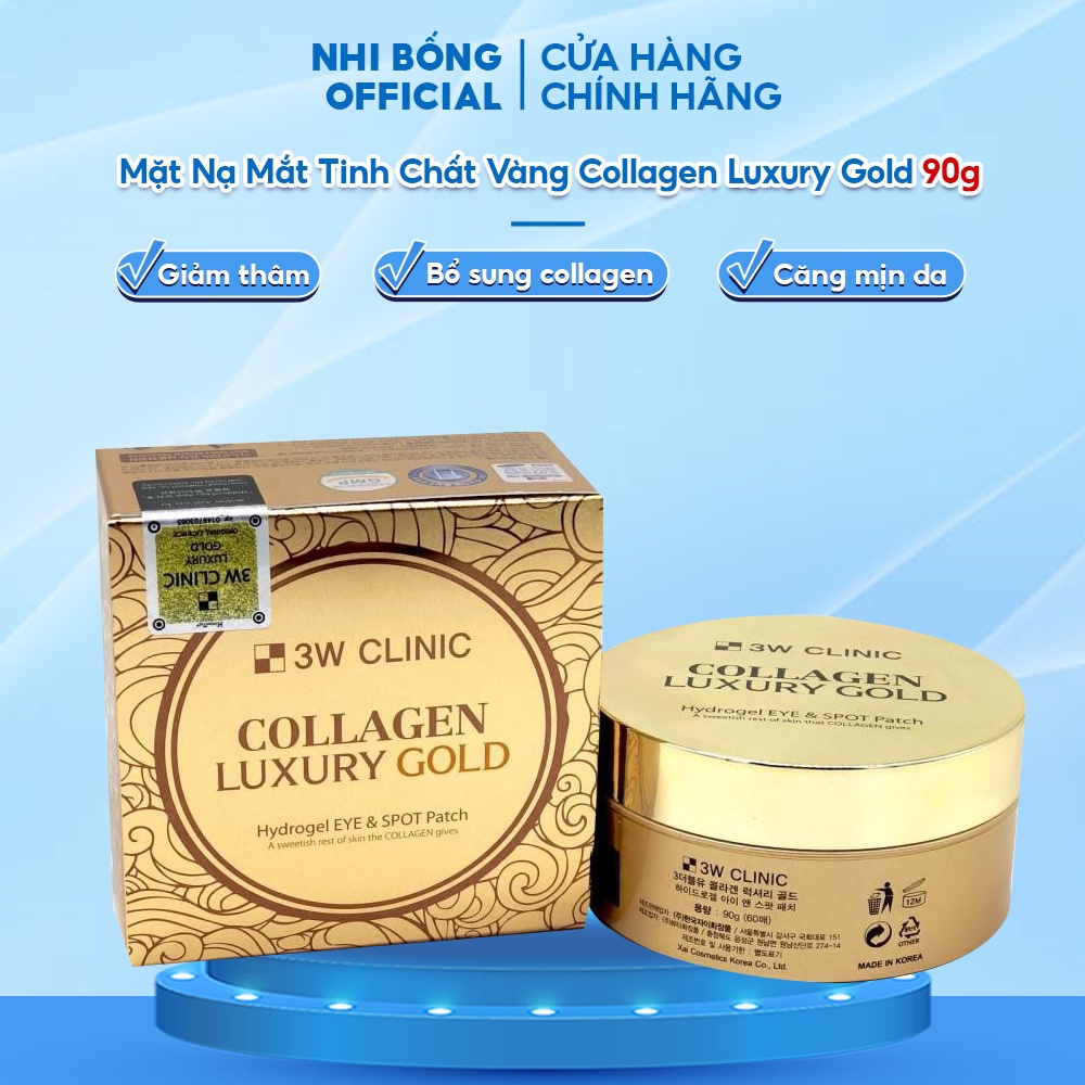 Mặt Nạ Mắt Tinh Chất Vàng 3W Clinic Hàn Quốc Collagen Luxury Gold Hydrogel Eye And Spot Patch 90g