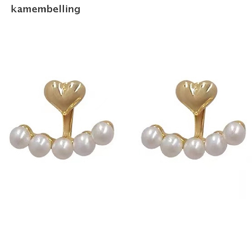 1 Cặp Bông Tai Hình Trái Tim Bằng Kim Loại Đính Ngọc Trai Thời Trang Hàn Quốc Dành Cho Nữ