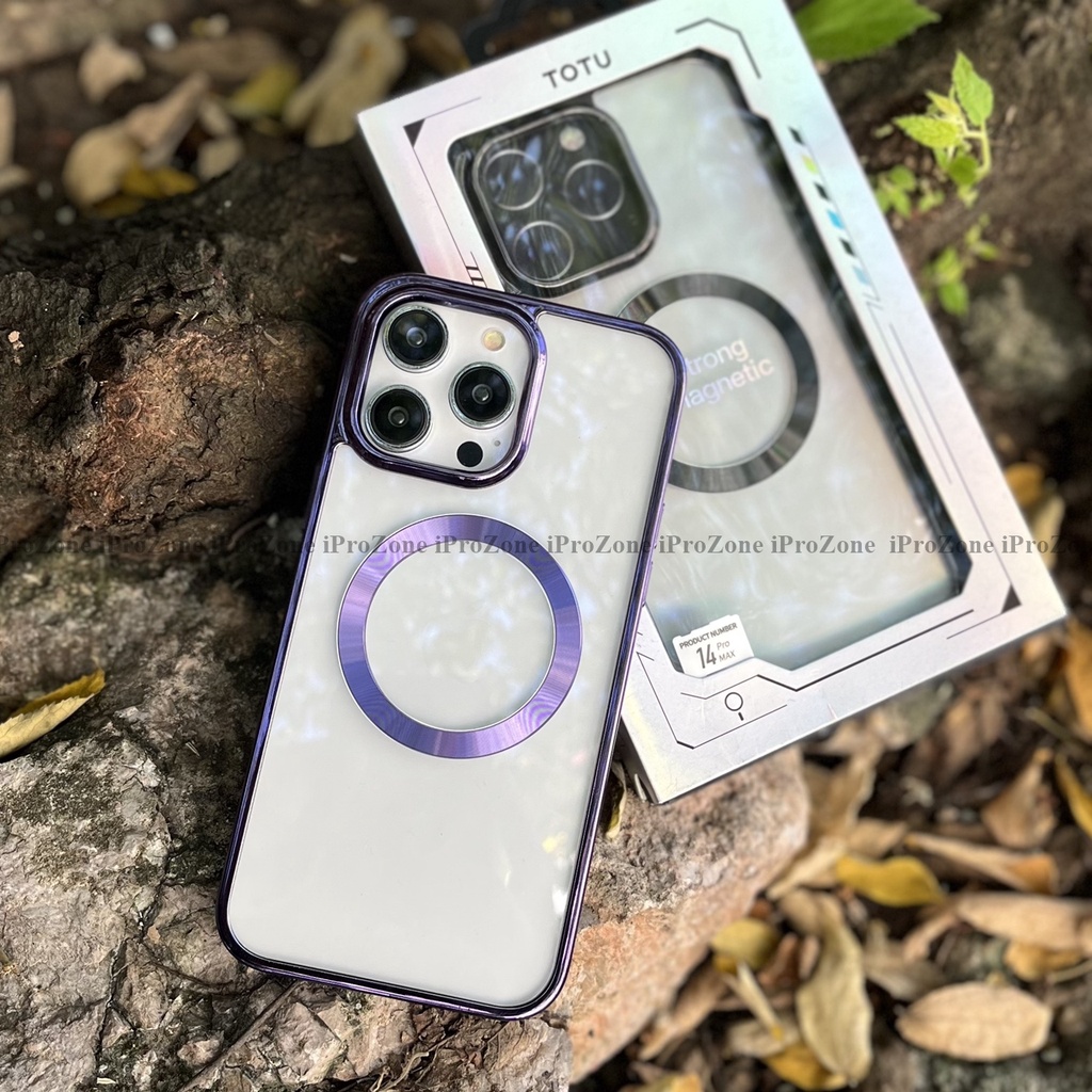 Ốp lưng cứng trong suốt viền mầu dẻo cho Smart IPhone 14 Pro Max , 14 Plus , chính hãng TOTU Strong 