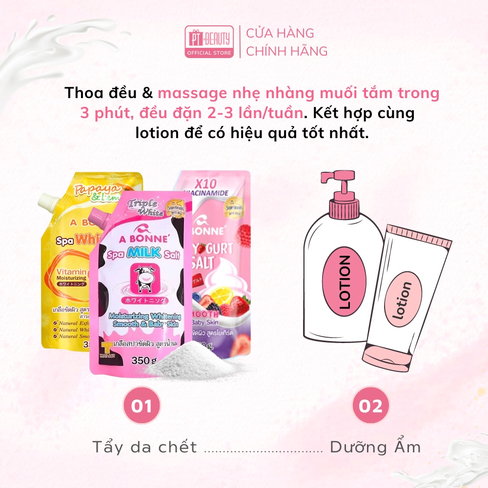 Muối tắm sữa bò, muối bò tẩy tế bào chết A Bonne Spa Milk Salt Thái Lan 350gr