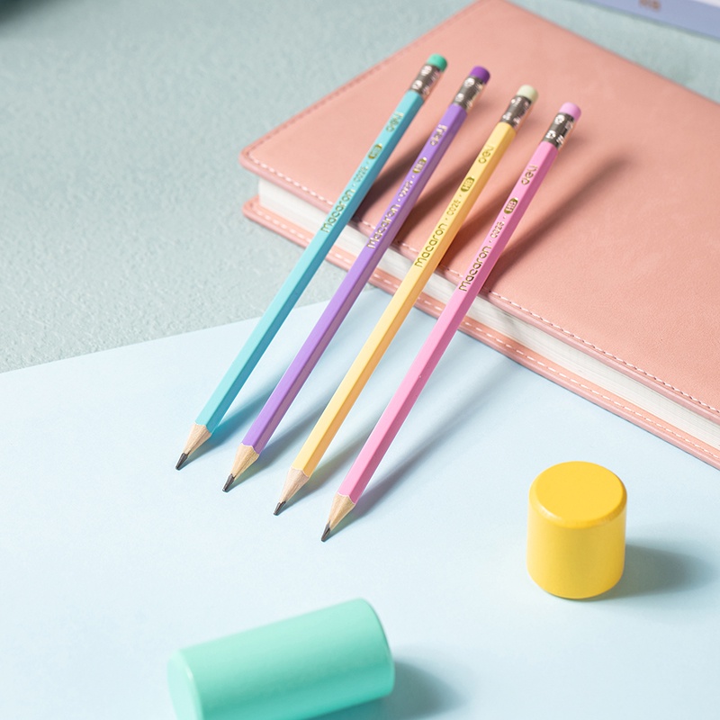 Hộp 12 cây bút chì vẽ DELI EC025-HB màu macaron xinh xắn