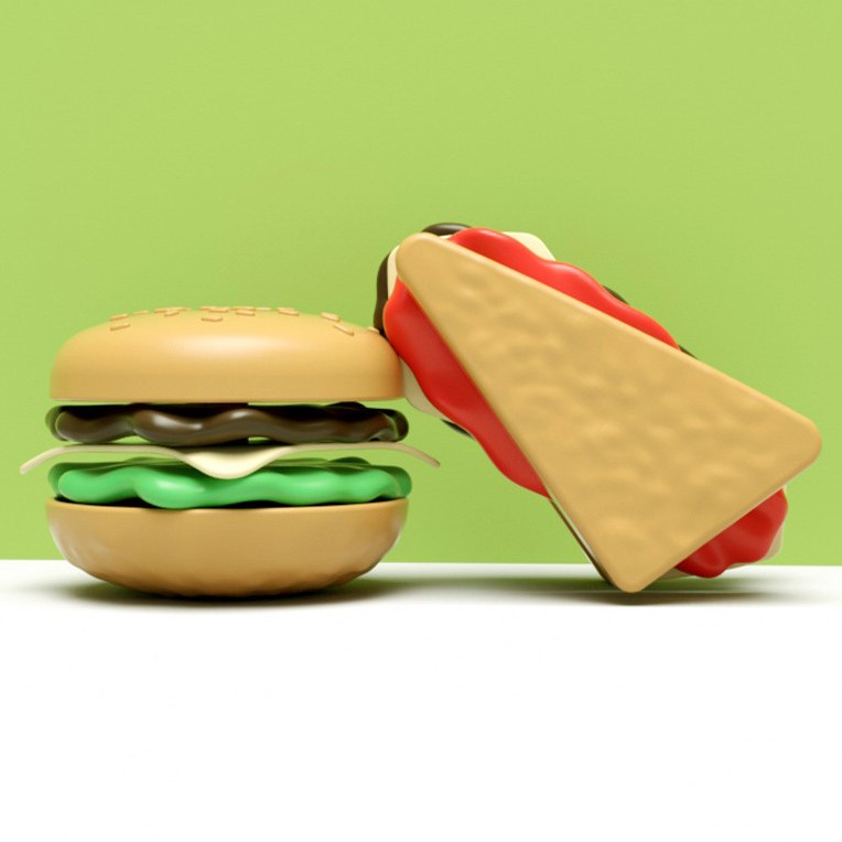 [Hàng sẵn] Đồ chơi làm bánh Hamburger khoai tây chiên kiểu Tây - Bộ mô phỏng thực phẩm
