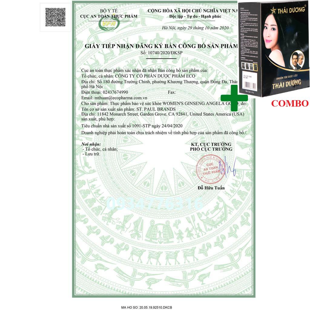 Combo Gội Là Đen Thái Dương+ Viên uống ANGELA GOLD tăng cường sinh lý nữ (15 viên)