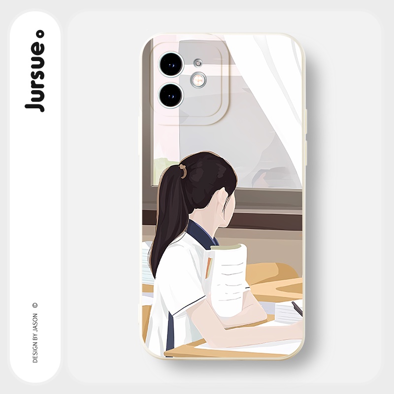 Ốp lưng JURSUE mềm dẻo hình cặp đôi độc lạ nam nữ Cho iPhone 14 13 12 11 Pro Max SE 2020 X XR XS 8 7 ip 6S 6 Plus Y2493