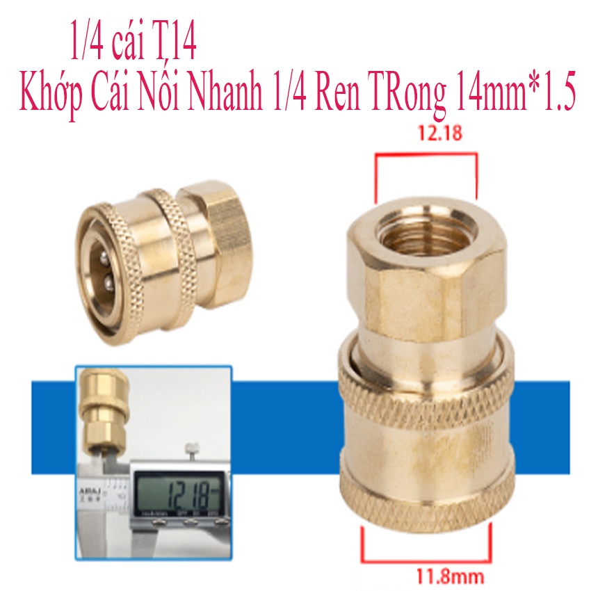 Bộ Khớp Nối Nhanh 1/4" Đủ Các Loại Ren 13mm 14mm 18mm 22mm Dành Cho Máy Rửa Xe Cao Áp Gia Đình Mini