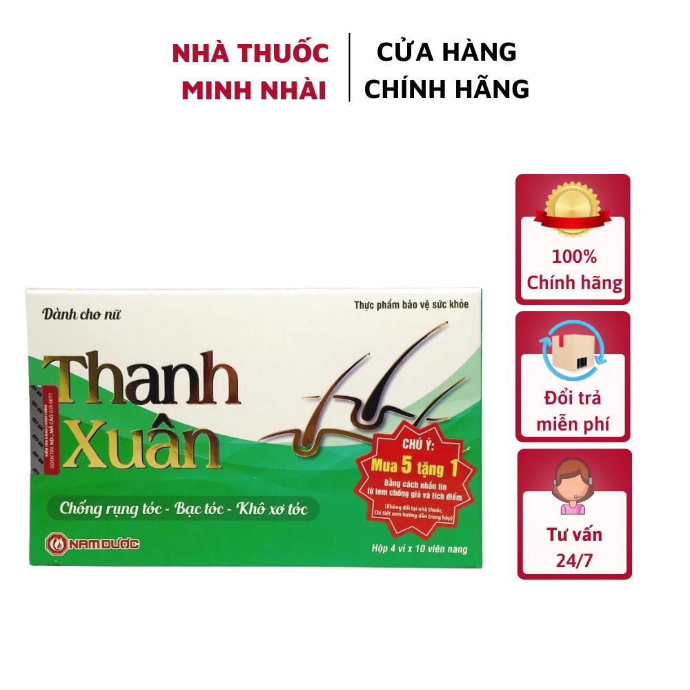 Thanh Xuân - Viên Uống Dành Cho Nữ - Chống Rụng Tóc, Bạc Tóc, Khô Xơ Tóc - Hộp 40 Viên