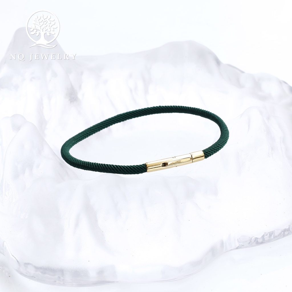 Vòng tay dây vải 3mm khóa thép không gỉ màu vàng - NQ Jewelry