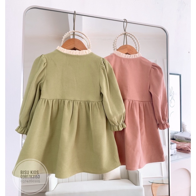 Váy công chúa bé gái dáng babydoll chất liệu nhung chéo cao cấp đủ size bé 8-32kg
