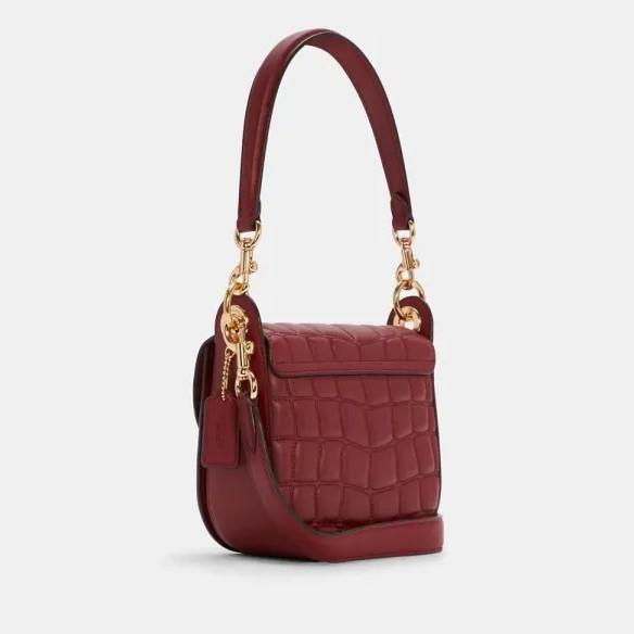 Túi xách COACH Quilted Croc Kleo 17 màu Cherry - chính hãng