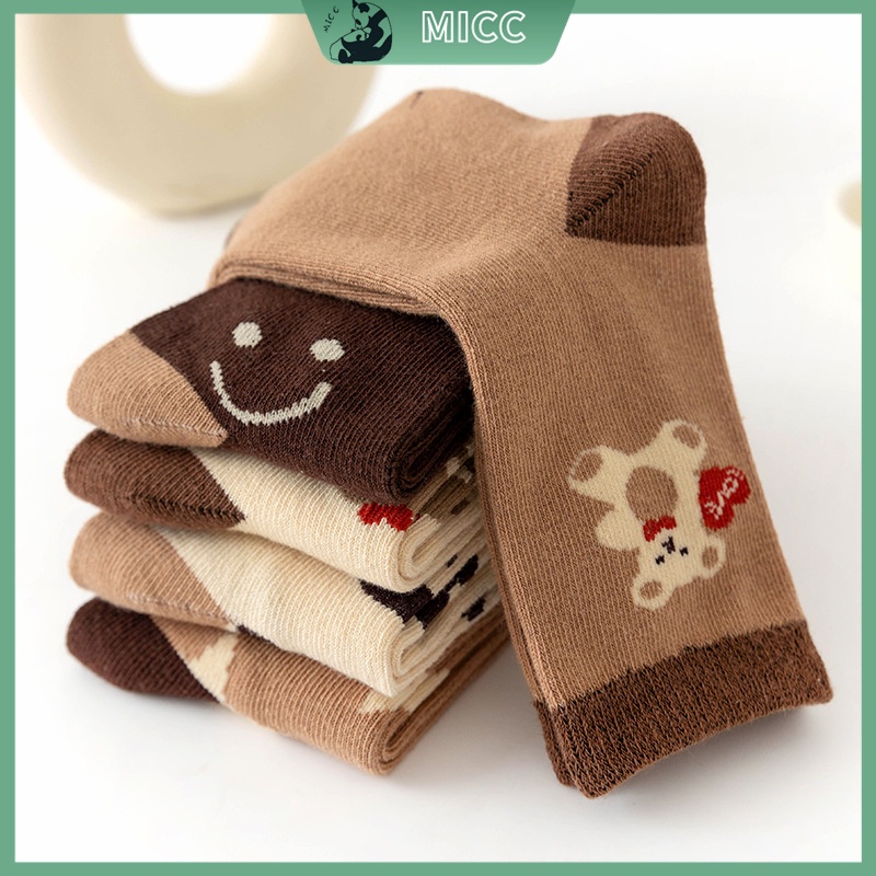 Set 5 Đôi Vớ Cotton Họa Tiết Hoạt Hình Phong Cách Hàn Quốc Dành Cho Các Bé 1-12 Tuổi