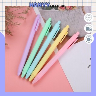 Bút Bi Bấm Mực Gel Đen Màu Macaron Ngòi 0.5mm ghi chép