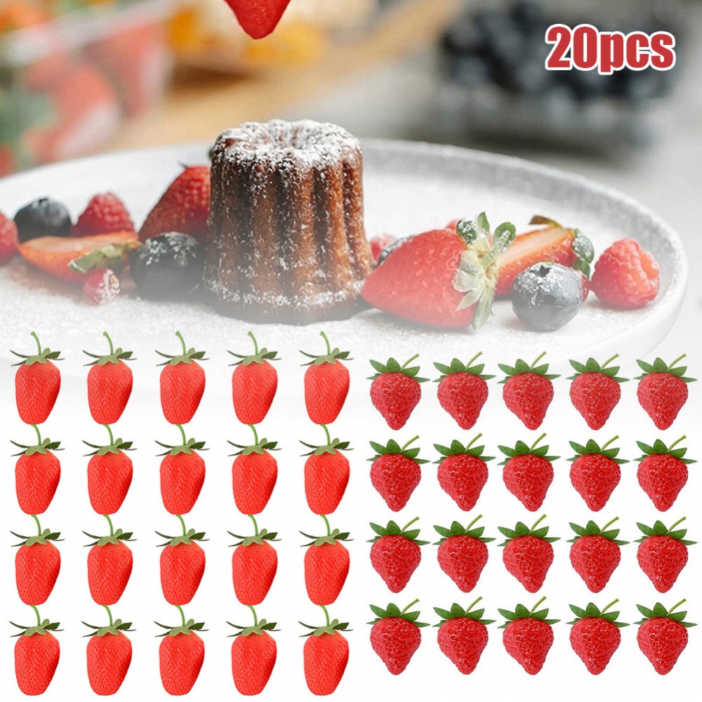 Bộ 20 Trái Dâu Giả Dùng Trang Trí Bàn