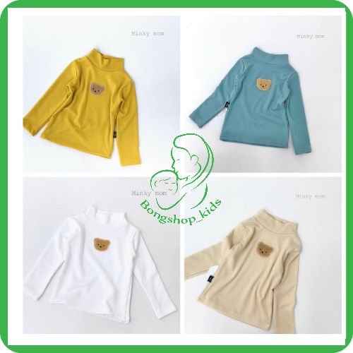 Áo dài Tay Cổ 5 Phân Cotton Len Hình Gấu Cho Bé từ 8-20 kg