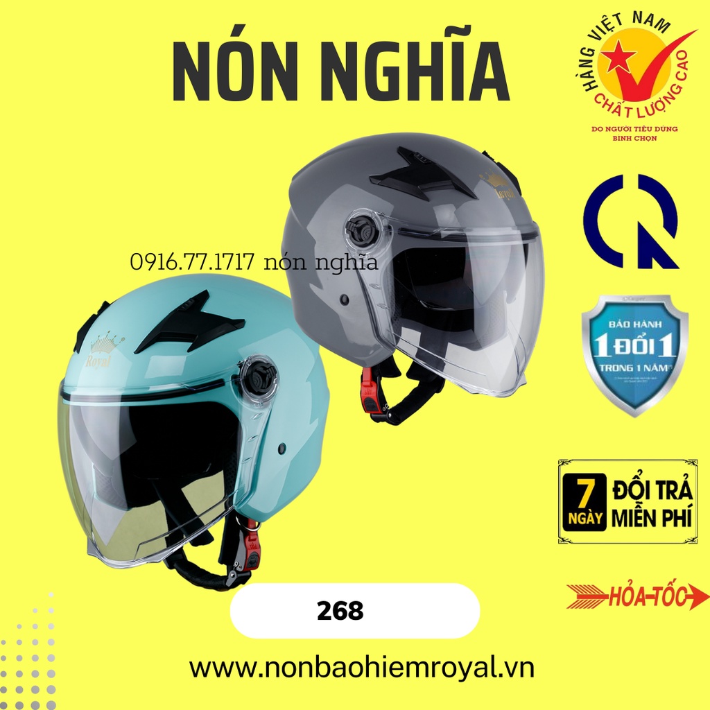 MŨ BẢO HIỂM ROYAL 3/4 2 KÍNH 268 / NÓN BẢO HIỂM 3/4 ĐI PHƯỢT - ĐI LÀM