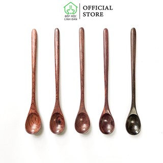 Thìa Cafe Cán Dài Gỗ Trắc/Cẩm HAHANCO - Hàng Đẹp Siêu Sạch (CTL774)