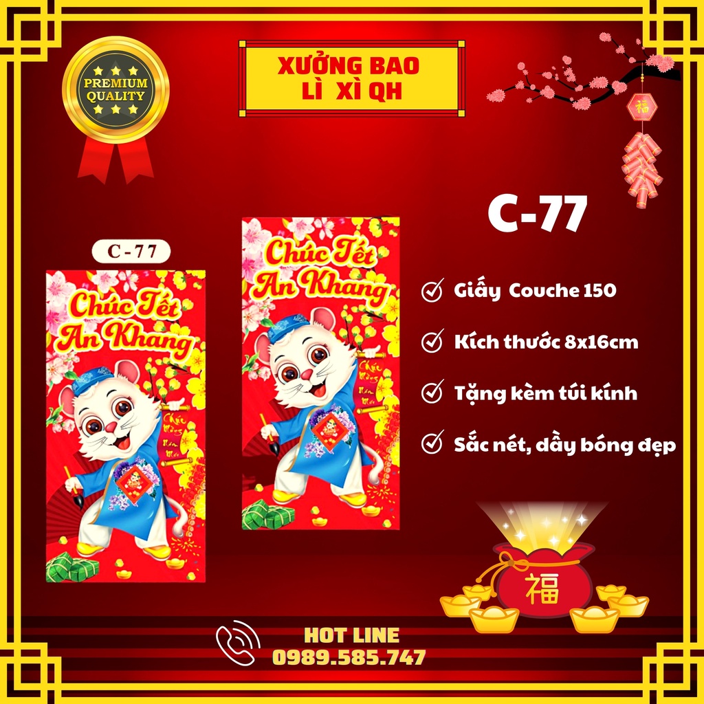 Xuân Quý Mão Mẫu Đẹp Hotrend Thần Tài Mèo Mão Được Chọn Mẫu Giấy C150 (tặng kèm túi)