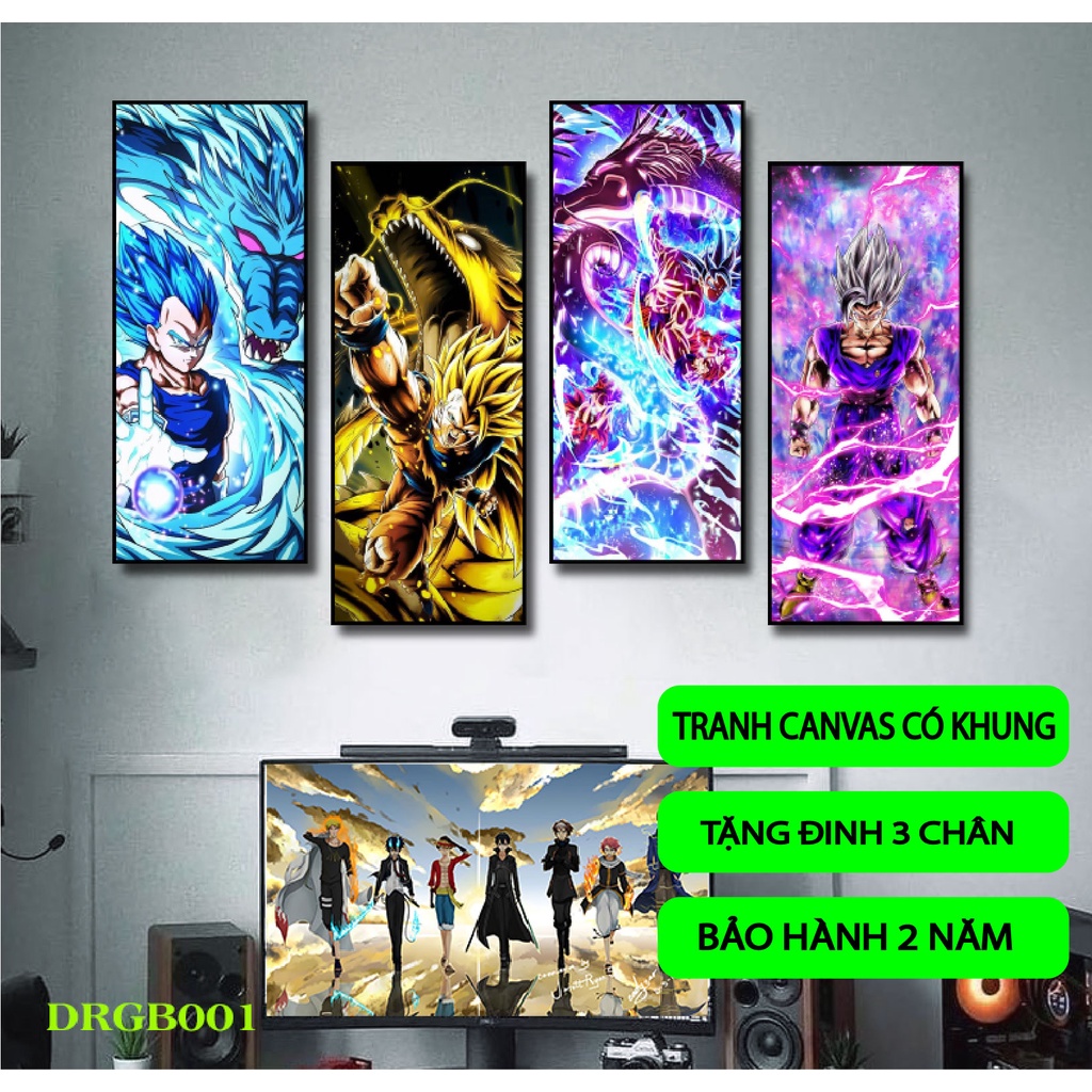 Bộ 4 tranh NARUTO dài 100cmx60cm tranh canvas có khung