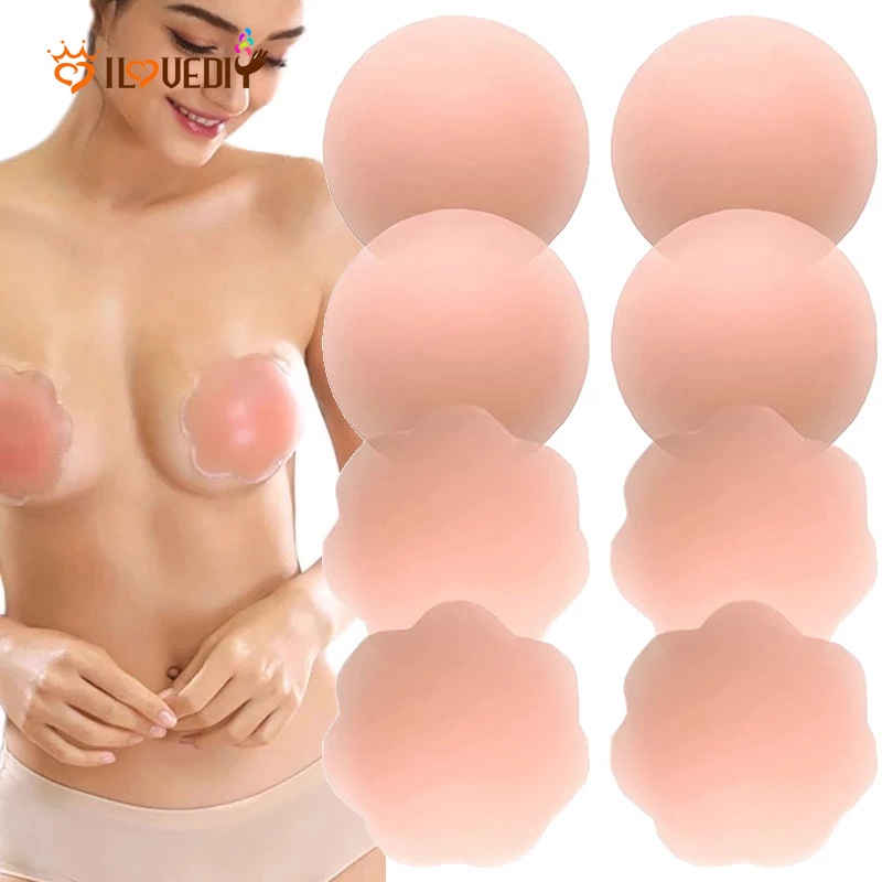 Miếng Dán Ngực / Núm Vú Bằng Silicone Vô Hình Tái Sử Dụng Được