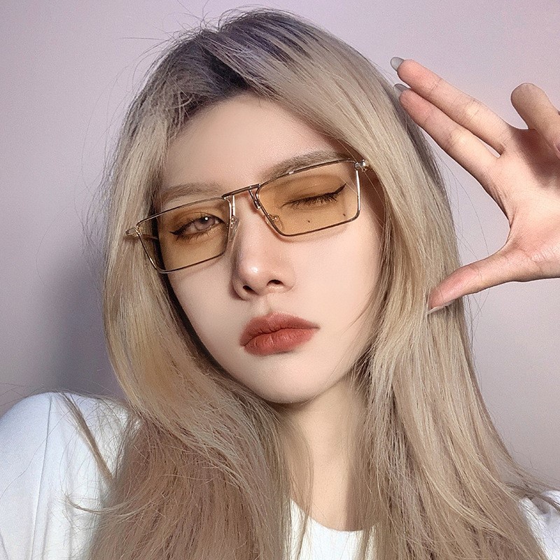 Kính Mát Gọng Vuông Kim Loại Thời Trang Cho Nam Nữ