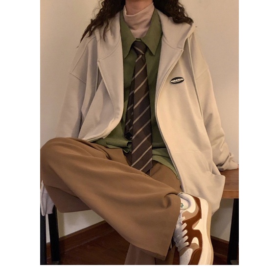 Áo khoác hoodie zip chất nỉ bông in hình nhỏ | BigBuy360 - bigbuy360.vn