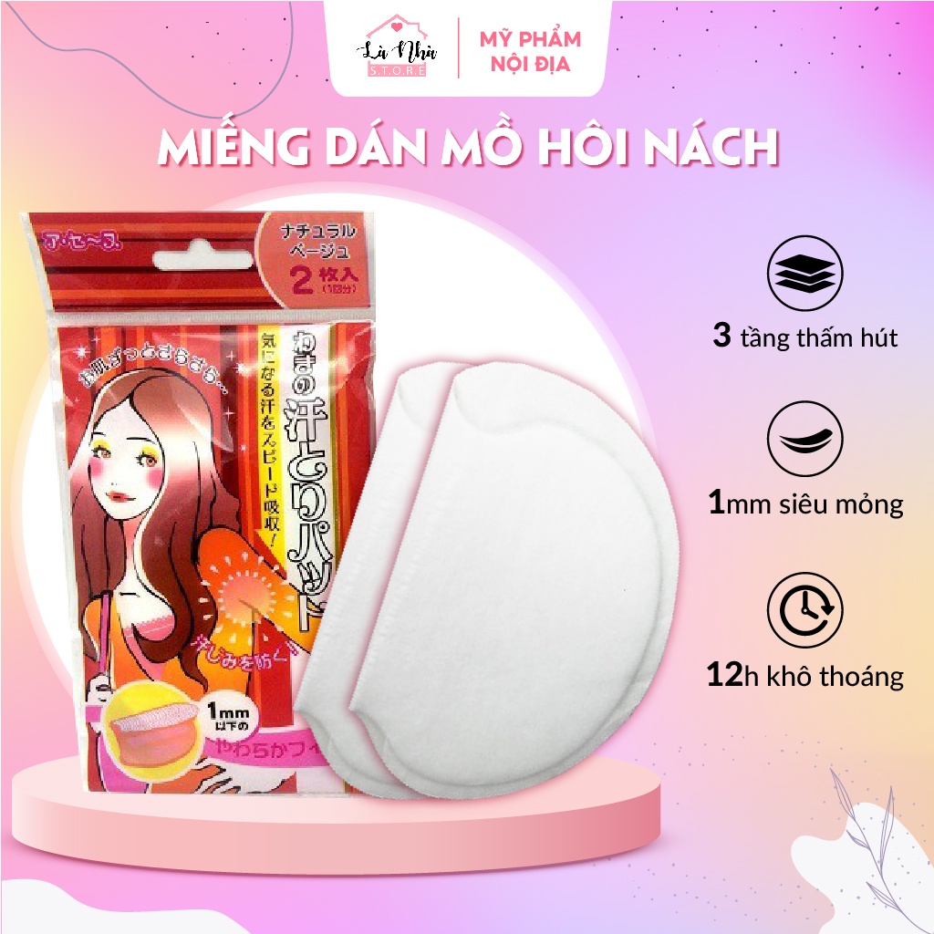 Combo 50 gói miếng dán lót nách áo thấm hút mồ hôi nách, miếng giấy dán siêu mỏng che kín đáo giữ nách khô thoáng.