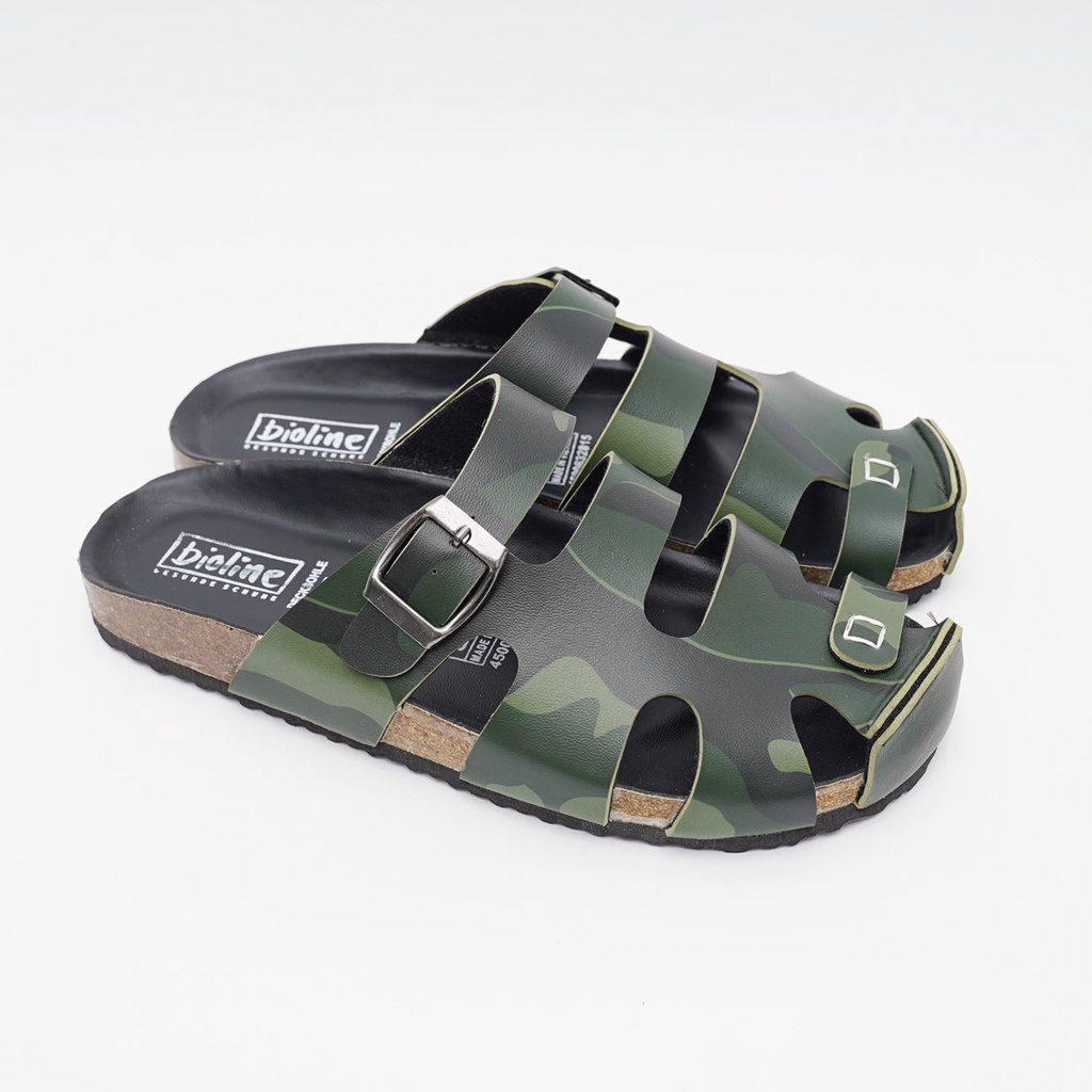 [Bản giới hạn] Rọ - Dép Birken Đế Trấu BIOLINE Camo Rằn Ri Unisex Nam nữ Quai Rọ Lưới Da PU cao cấp