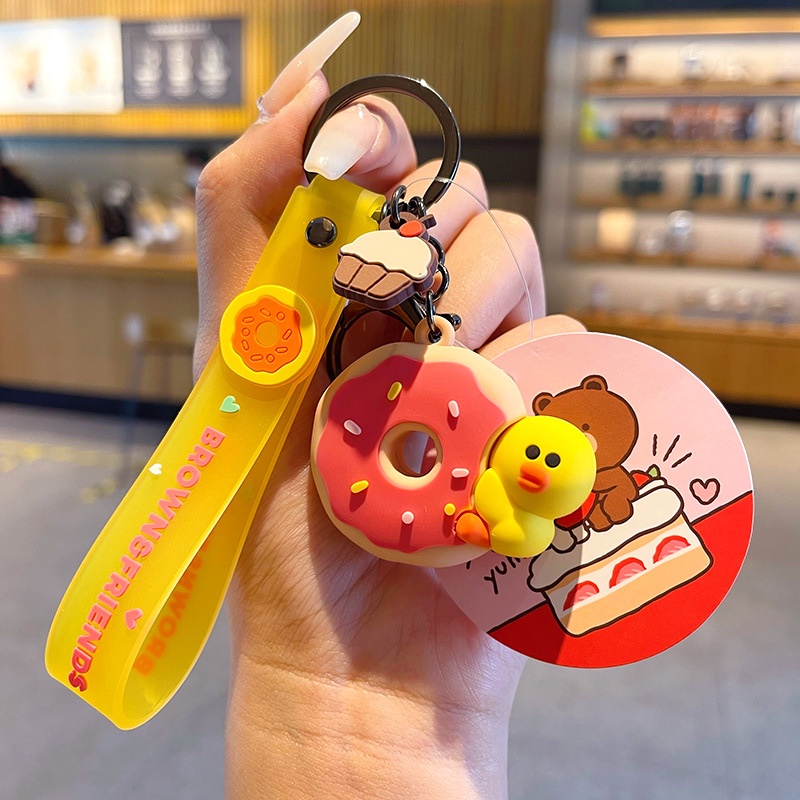 Móc Khóa Hình Gấu Nâu Hoạt Hình Xinh Xắn Đáng Yêu