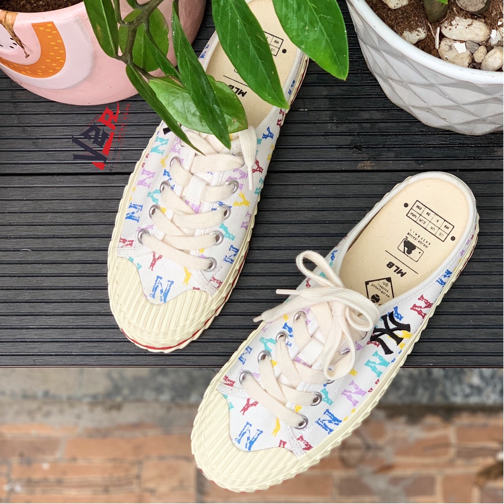 Giày đạp gót Sneaker MLB Playball Origin Mule NY  Black