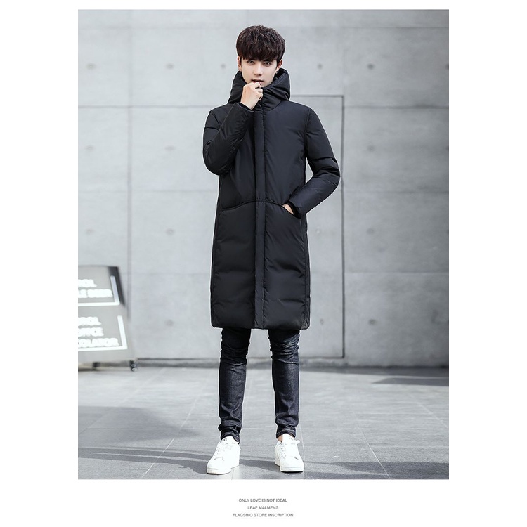 Áo Khoác Phao Có Mũ Trùm Dáng Dài Thời Trang Mùa Thu Đông Ấm Áp Dành Cho Nam