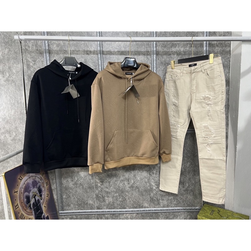 Áo Hoodie nam hoạ tiết dập vân chữ nổi