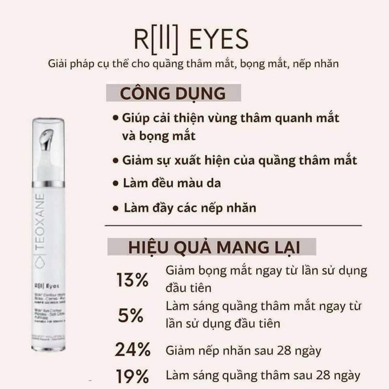 Kem mắt Teoxane 𝐑 𝐄𝐲𝐞𝐬 - ngay lập tức mang lại cảm giác tươi mát, quầng thâm và bọng mắt giảm thấy rõ