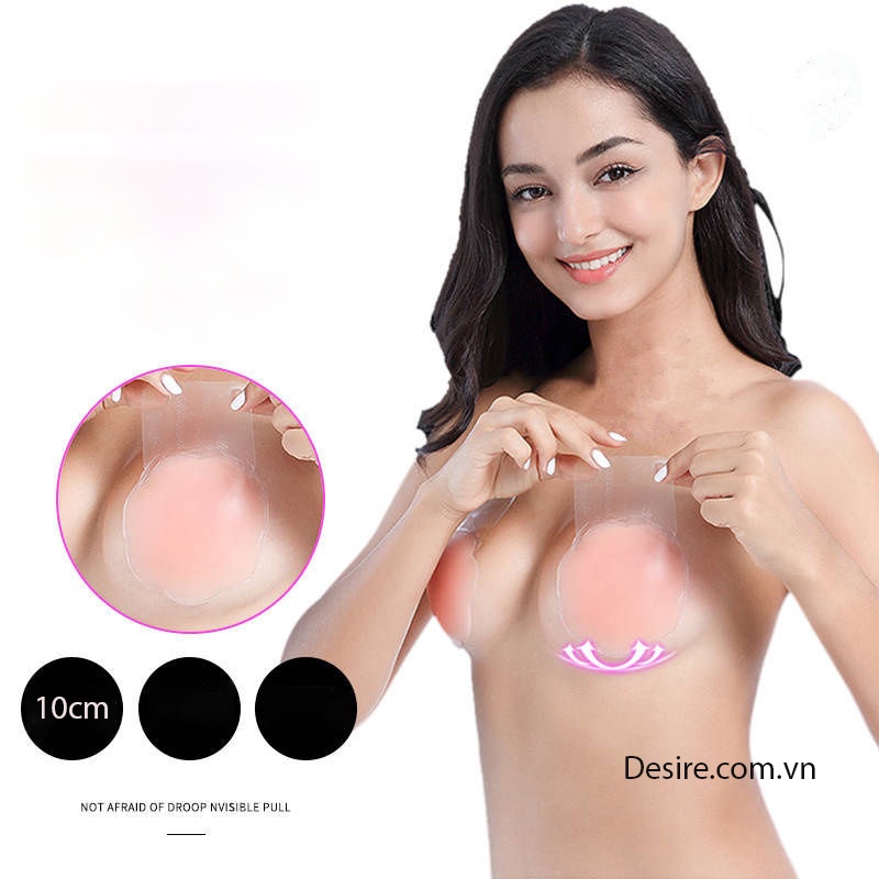 Miếng dán ngực nâng ngực silicon (10cm) - Áo dán nâng ngực có kéo chống xệ MD-001