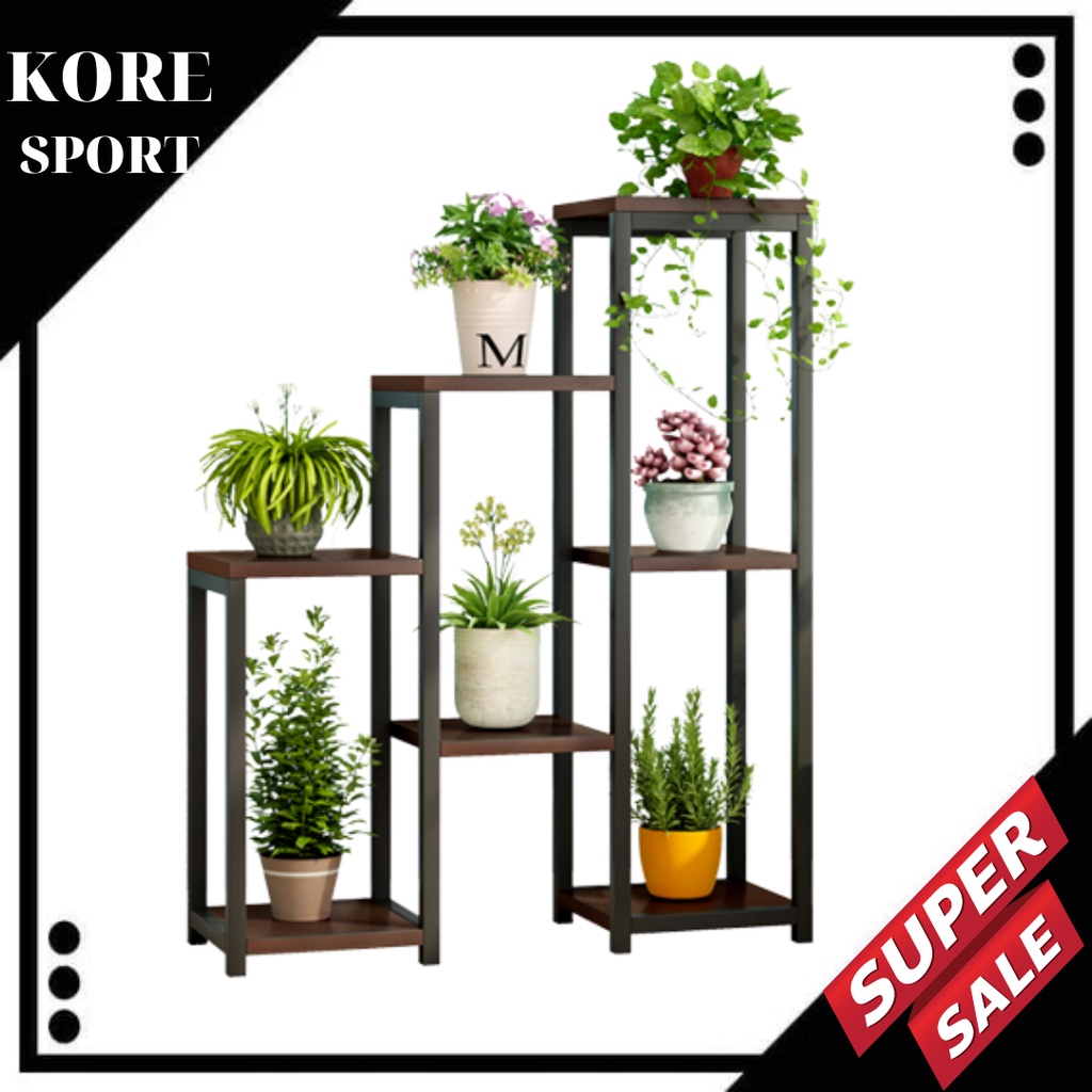 Kệ hoa phòng khách, kệ gỗ trang trí văn phòng, giá để đồ decor bằng khung thép bọc nhựa, chịu lực cao