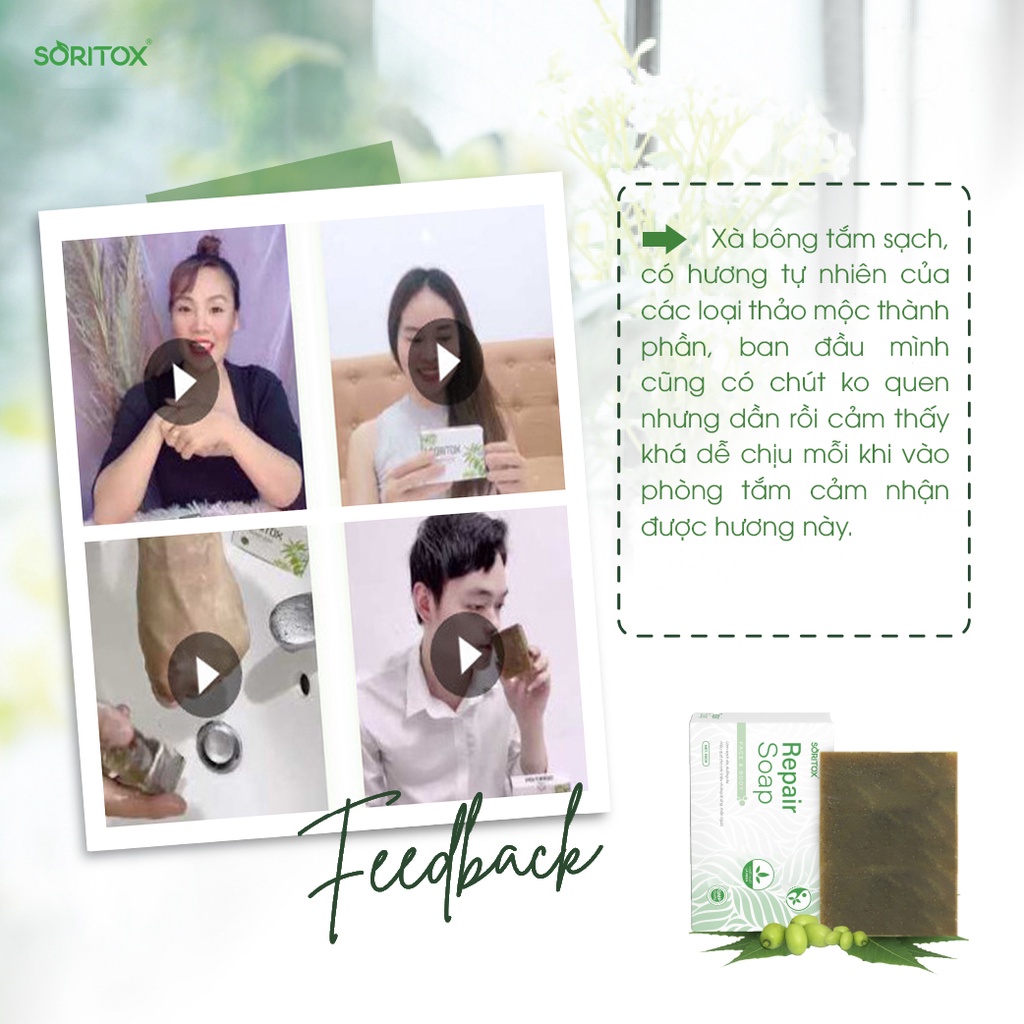 🍀🍀 Soritox Soap 130GR - Xà bông thảo mộc chăm sóc da, mờ thâm, sạch mụn, sáng da với tinh chất lá