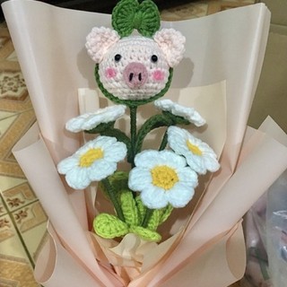 Bó hoa len cúc xuyến chi và hoa heo