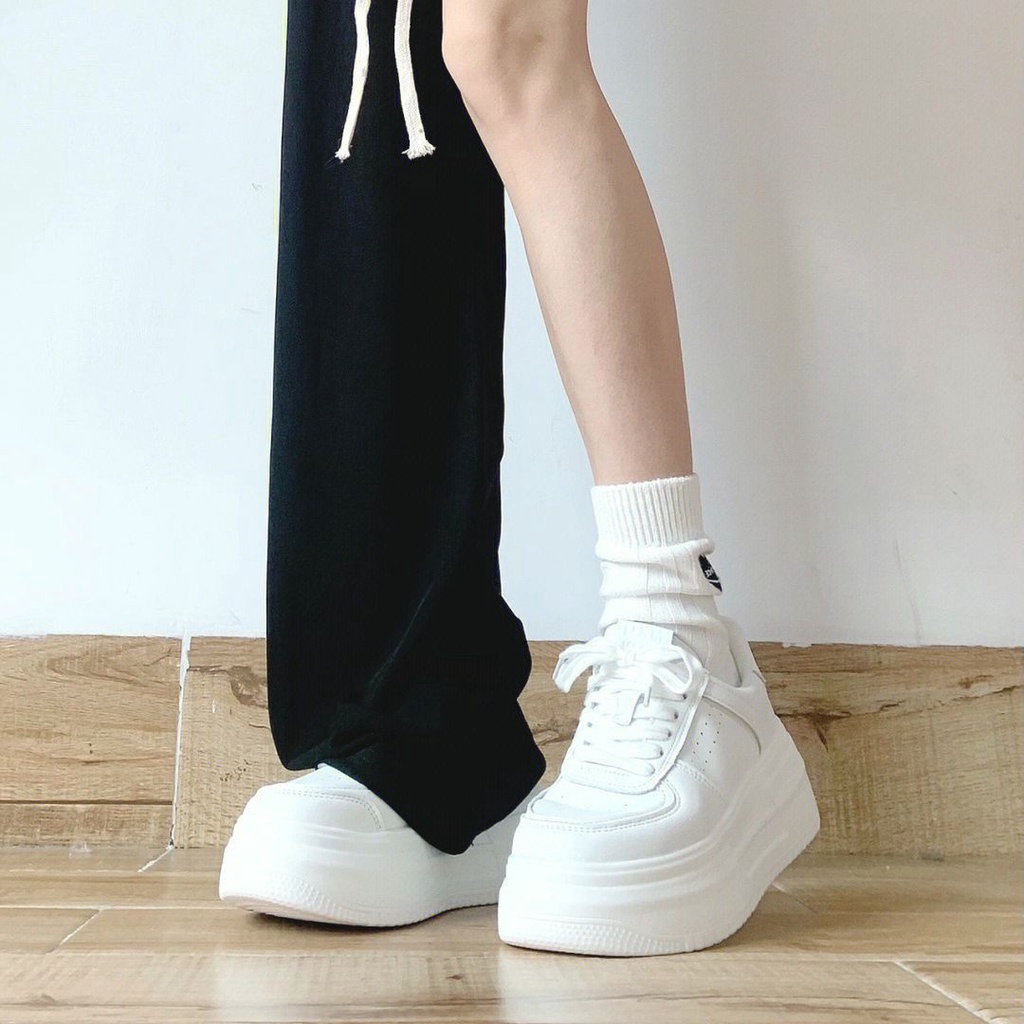 Giày Thể Thao Đế Độn 5Cm Màu Trắng Thời Trang Mùa Thu 2022 Cho Nữ