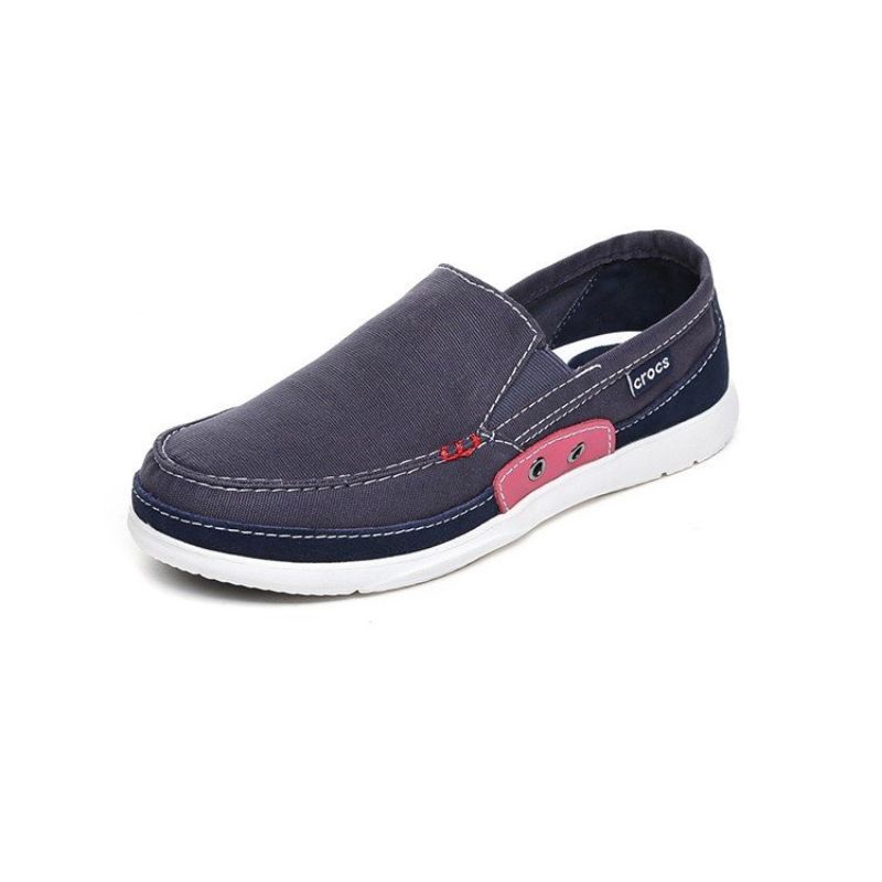 Giày croc.s vải canvas, Walu canvas slip on cho nam màu navy pha đỏ