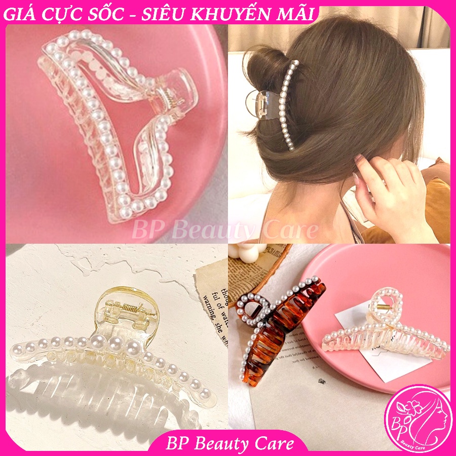 Kẹp tóc càng cua size lớn đính ngọc trai nhân tạo phong cách Hàn Quốc xinh yêu cho bạn gái