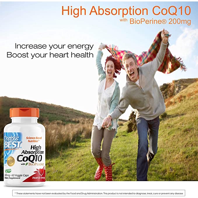 Doctor's Best High Absorption CoQ10 with Bioperine viên uống hỗ trợ huyết áp, tim mạch 200mg 60 viên